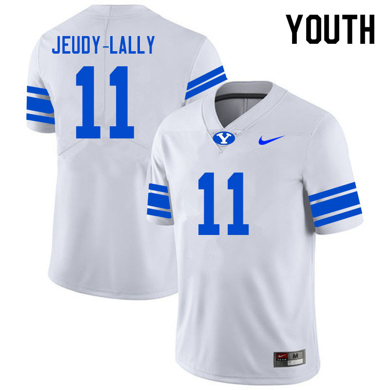 Youth #11 Gabe Jeudy-Lally BYU Cougars College Football Jerseys Sale-White